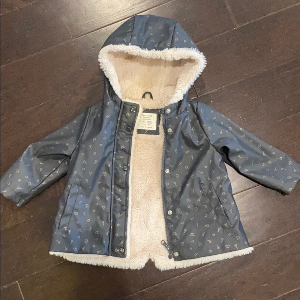 Baby girl Zara fur lined rain coat